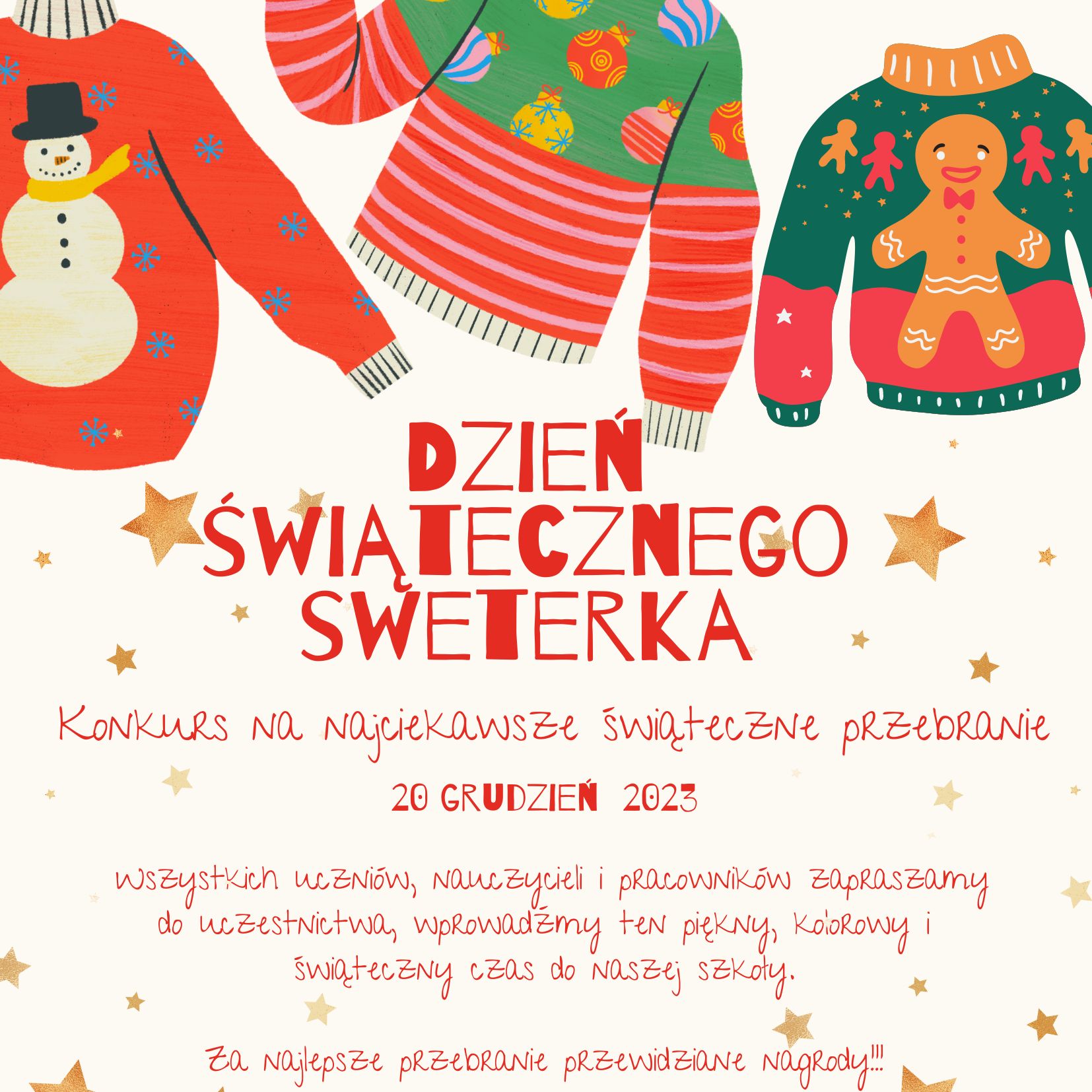 Red and Cream Funny Ugly Sweater Party Invitation (1)